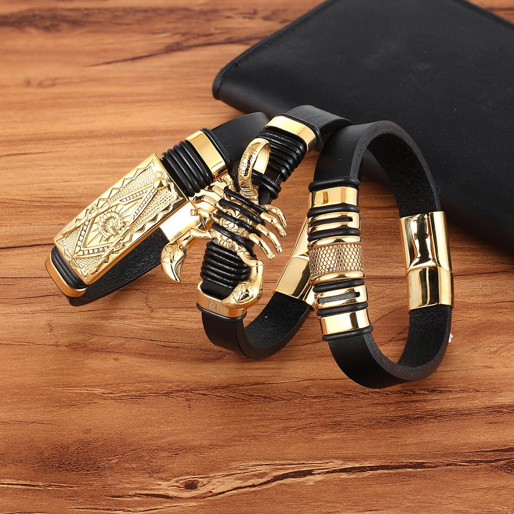 Skorpion Armband Leder Geflochtenes Armband Herren