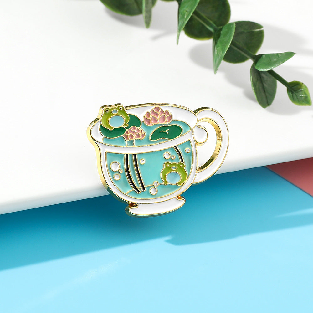 Niedlicher Frosch Tier Emaille Anstecknadel Brosche Tasse