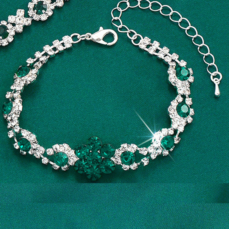 Hochwertiger Kristall-Edelstein Damen Wassertropfen Halskette Ohrstecker Armband Ring