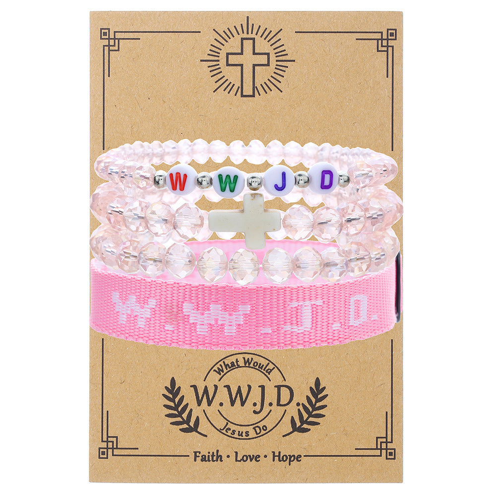 WWJD Letter Bracelet Turquoise Cross Charm Bracelet