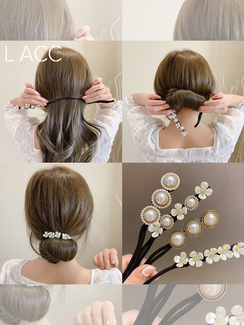 Netter roter Haarkamm mit Perlen und Diamanten, geflochtene Frisur, Haarnadel
