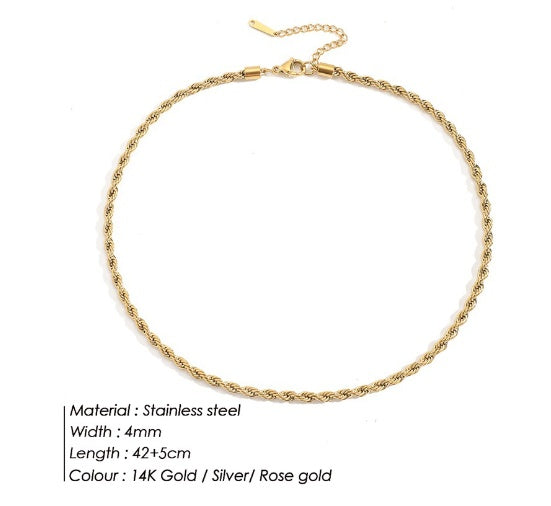 Collar de oro con cadena de cuerda Bianca