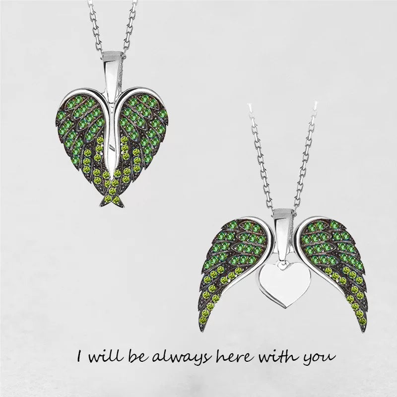 Collar Colgante Corazón Alas de Ángel para Mujer