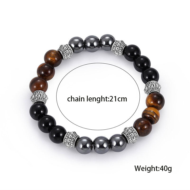 Pulsera de aleación con ojo de tigre de cristal negro