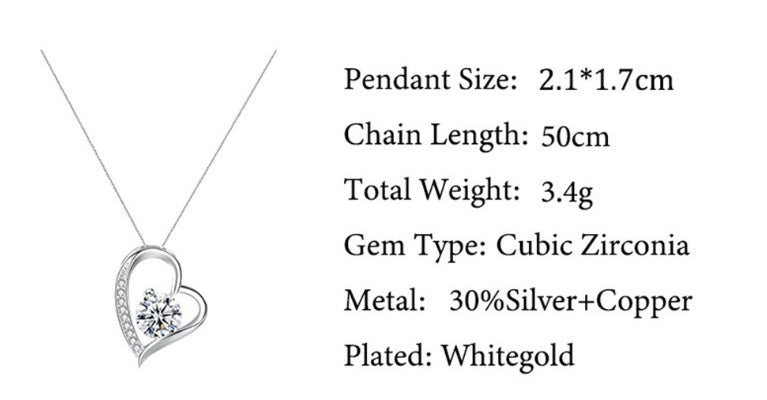 Simple Heart-shaped Zircon Necklace For Women