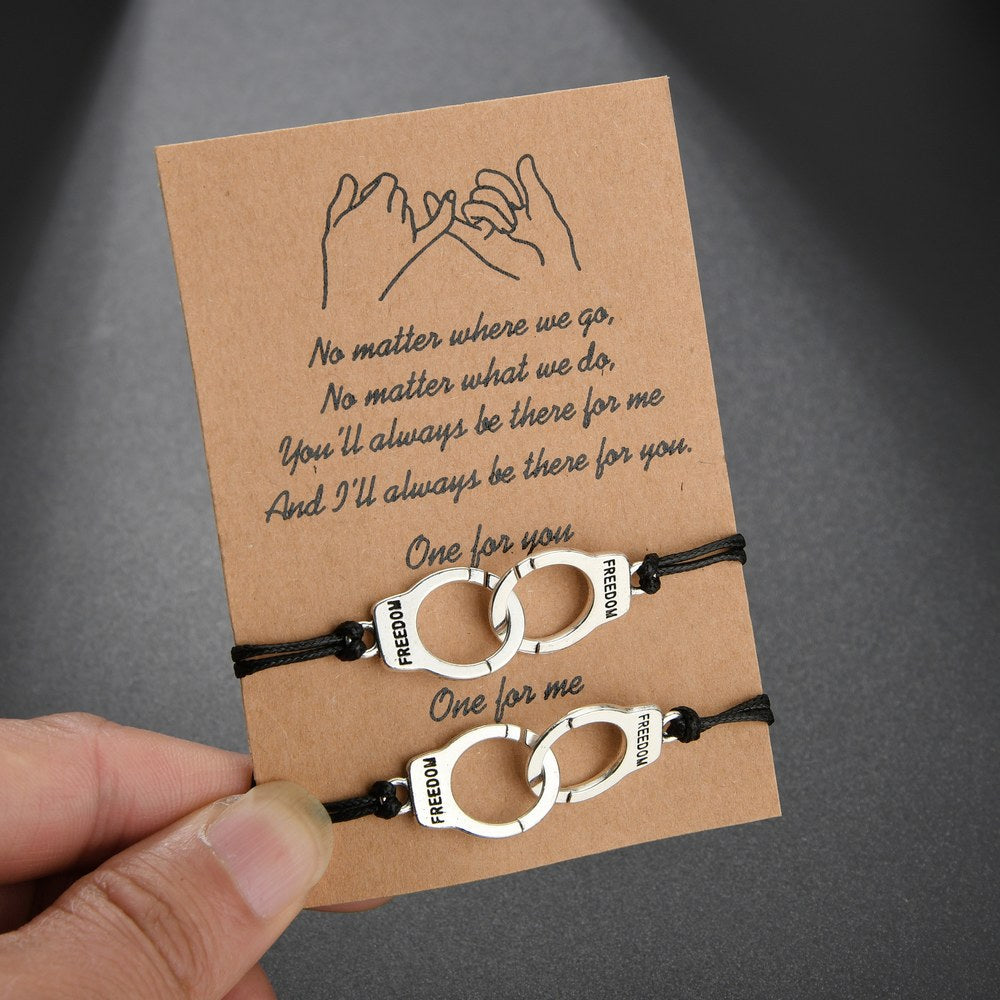 Pulseras de esposas para parejas Tarjeta de amistad pulseras