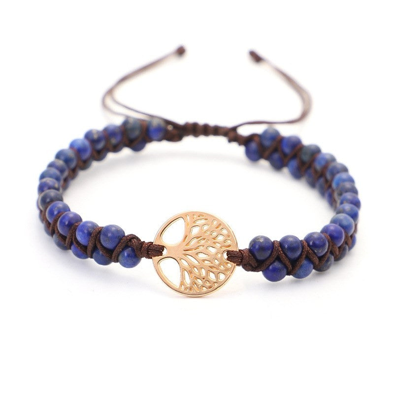 Armband mit doppeltem Lebensbaum und geflochtenem Garn