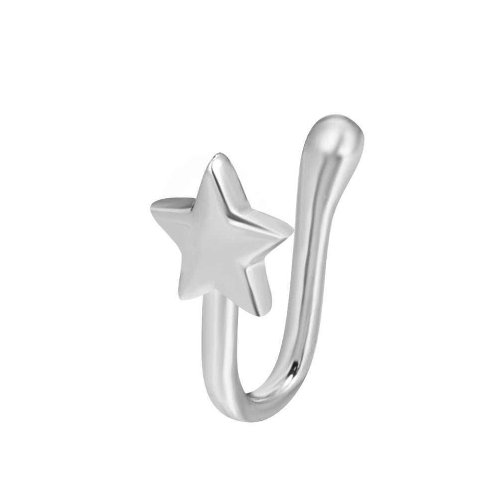 Clip nasal en forma de U de estrella de circonita con incrustaciones de cobre