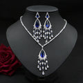 Vintage Elegant Temperament Bridal Wedding Jewelry Zircon Necklace Tassel Earrings