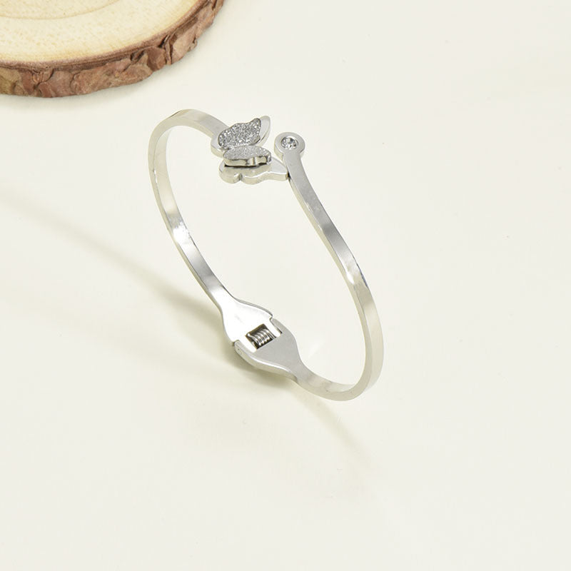 Titanium Steel Bracelet Korean Style Real Gold Plated 18K Gold Diamond Geometric Simple Stainless Steel