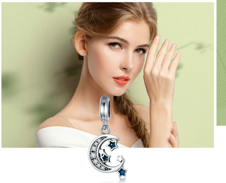 S925 Sterling Silber Stern-Anhänger Pixel DIY Silberarmband Halsketten-Accessoire SCC639