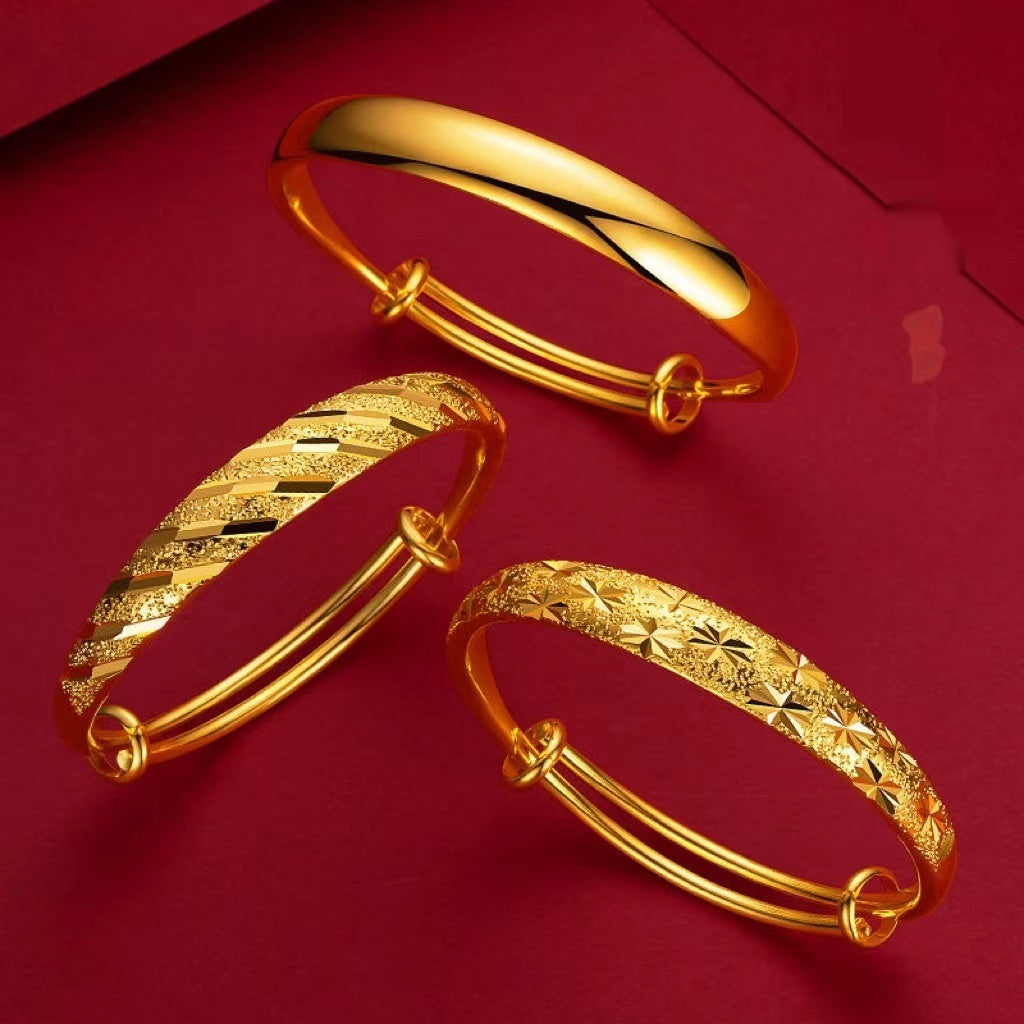 Pulsera de oro chapado en cobre estilo antiguo de oro aluvial grueso push-pull