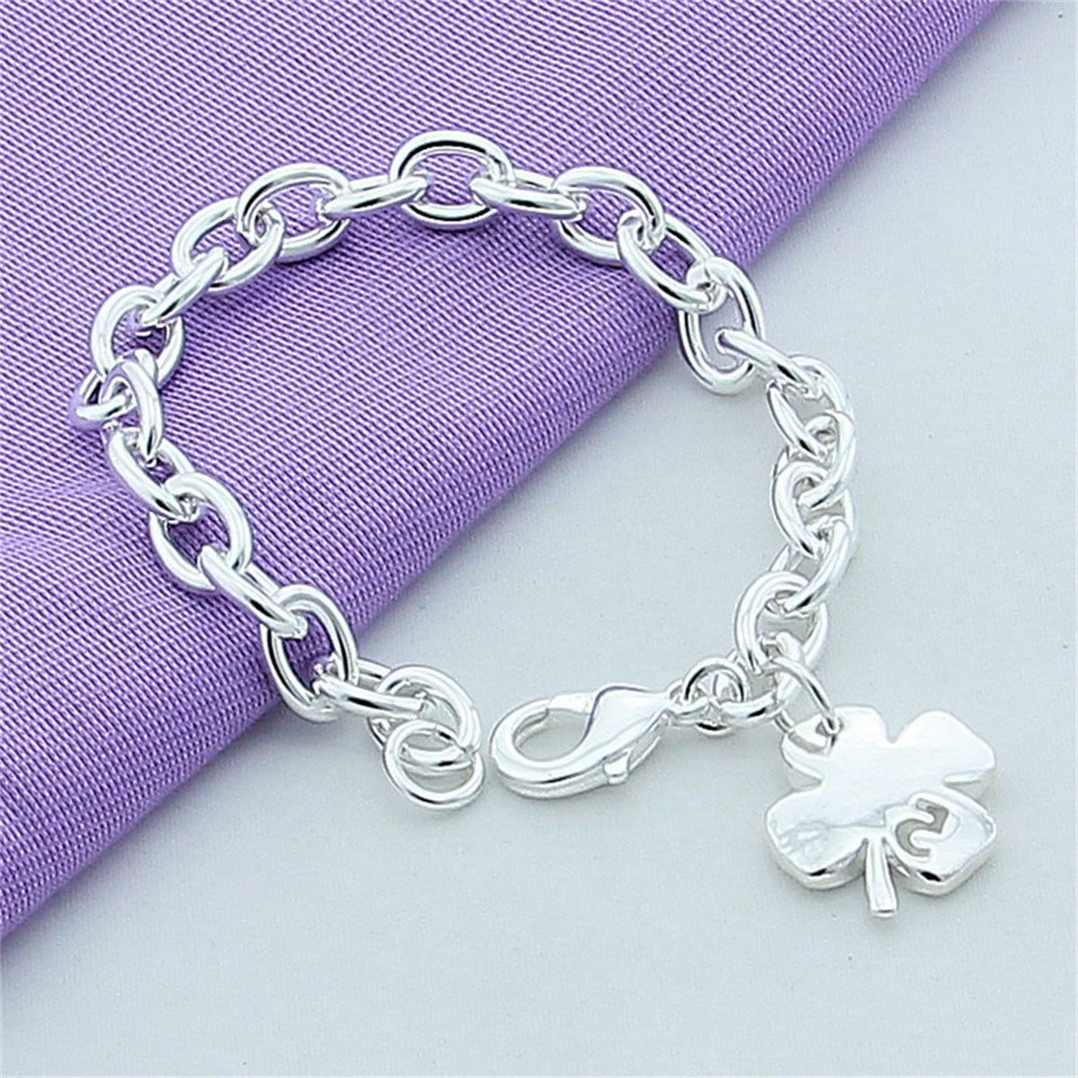925 Silver Plated Clover Bracelet