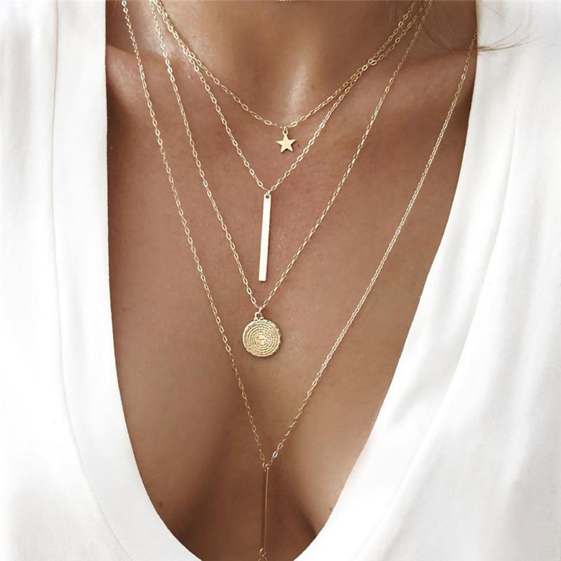 New Boho Vintage Multi-layer Pendant Necklace