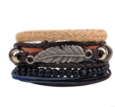Pulseras y brazaletes de cuero con cuentas de moda