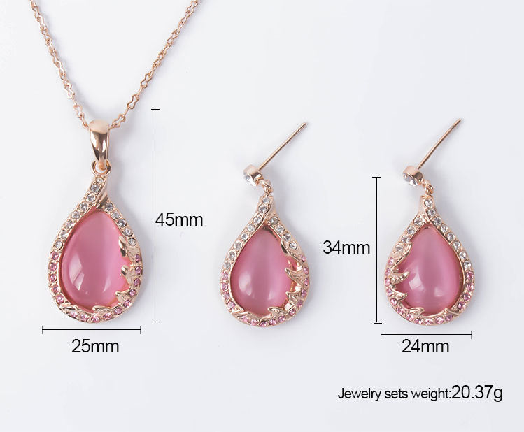 neue Mode europäische und amerikanische Braut Halskette Ohrringe zwei Sets Damen Kristallschmuck-Set