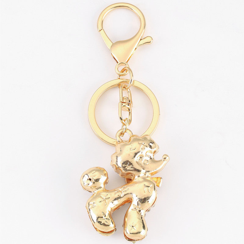 Llavero de coche de diamante de agua, zodiaco, perro pequeño, para mujer, Han