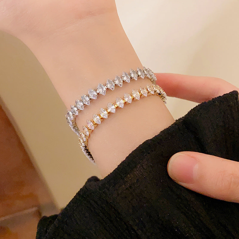 Joyería de moda, pulsera geométrica cuadrada de circonia, pulsera elegante de corazón, moda coreana, lujo ligero para celebridades de internet