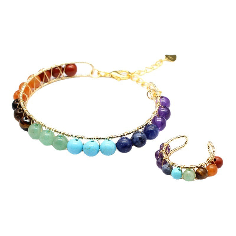 Women's Natural Stone Hand Weaving Bracelet