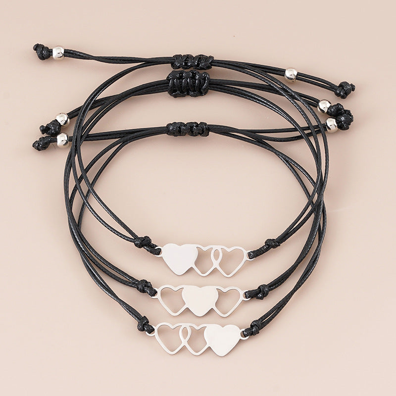 Edelstahl Herz Muttertag Handgeflochtenes Armband-Set