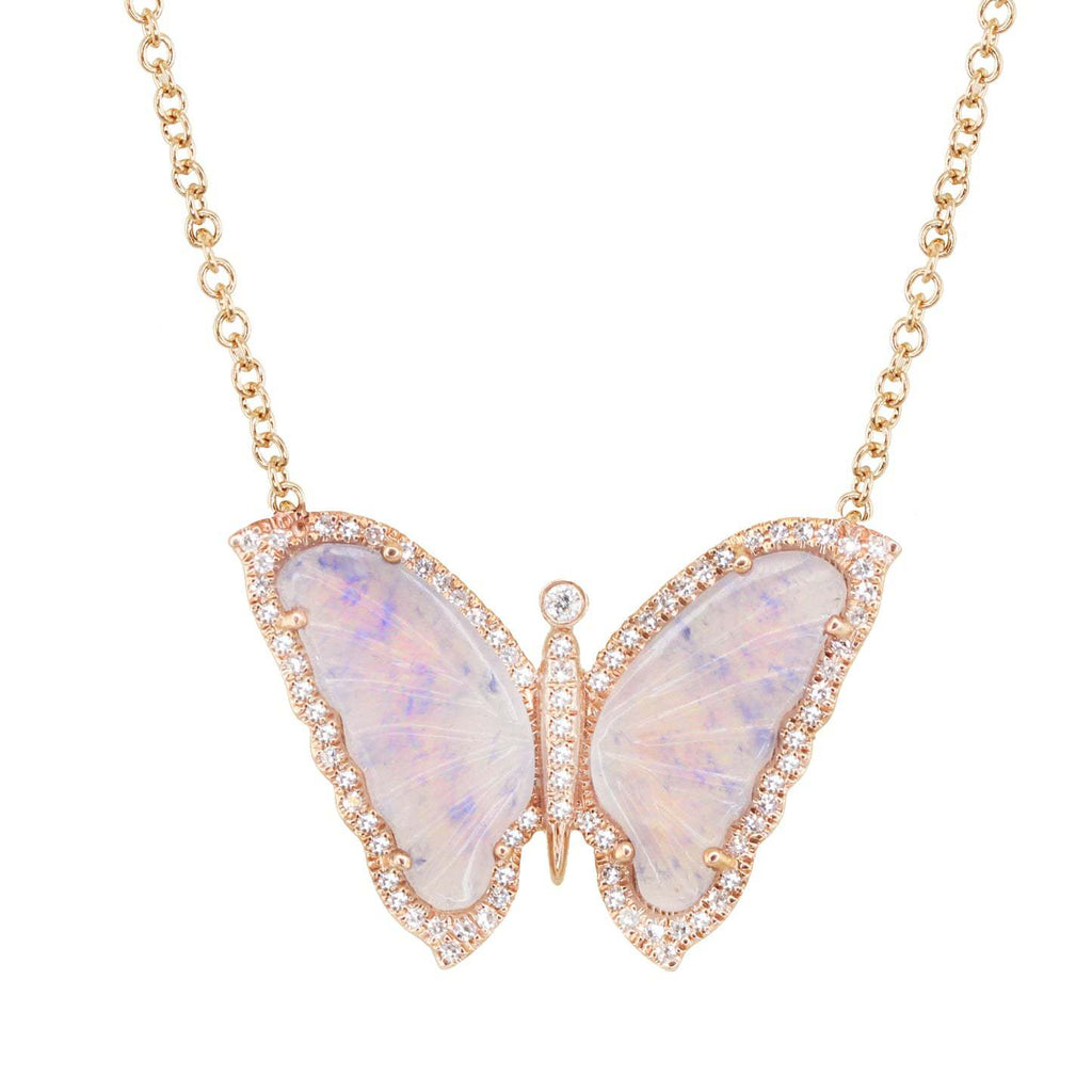 Collar de acrílico con diseño de mariposa pequeña, goteo de aceite y circonio completo