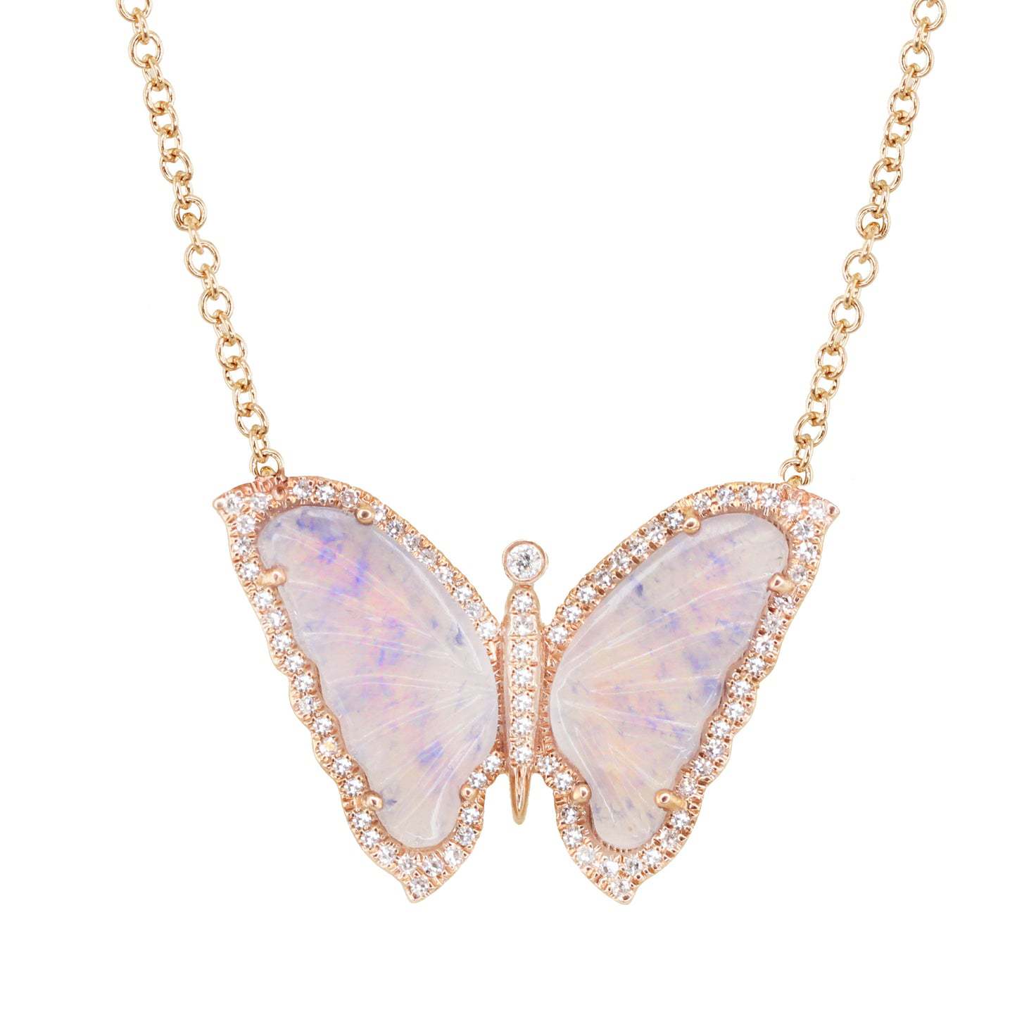 Collar de acrílico con diseño de mariposa pequeña, goteo de aceite y circonio completo