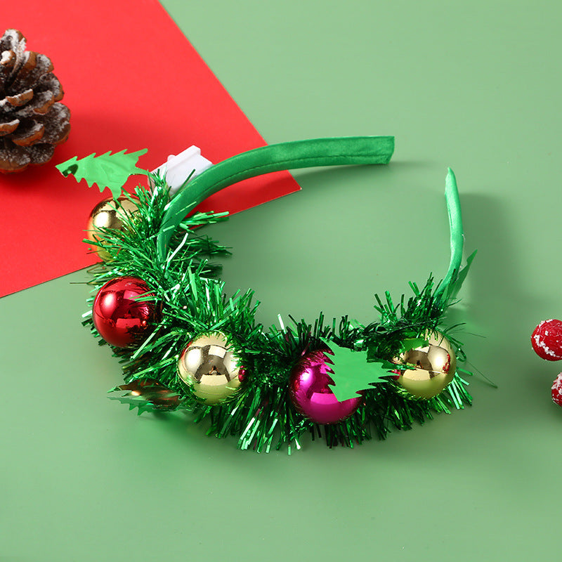 IPC Weihnachtshaarband Leuchtendes Stirnband Weihnachtsbaum Schneeflocke Haarband Hirschhorn Leuchtendes Blinkendes Kopfstück Frohe Weihnachten Geschenk