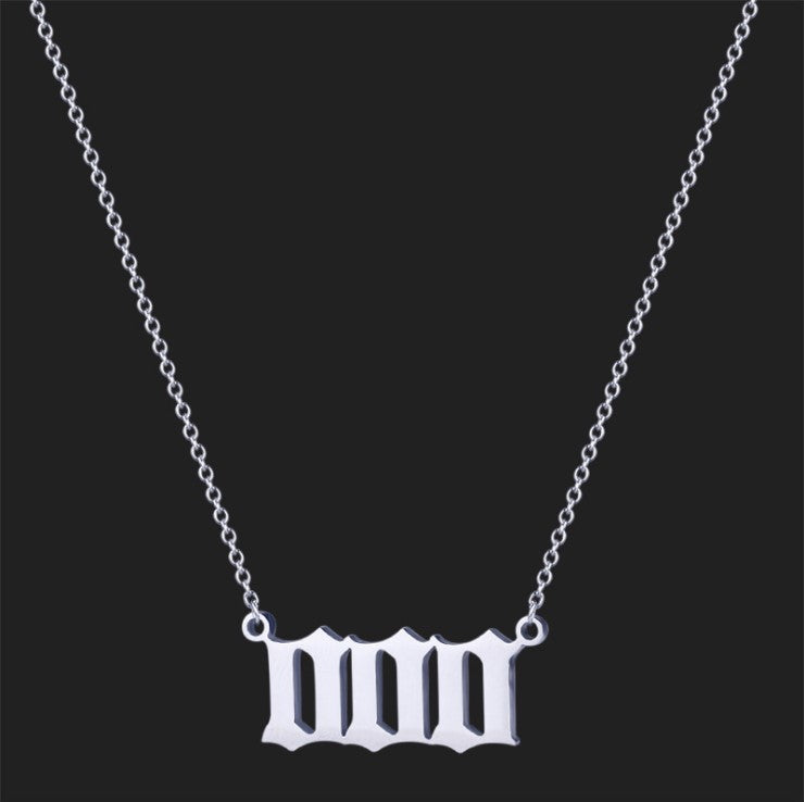 Collar corto para mujer con colgante de número angelical 0-9