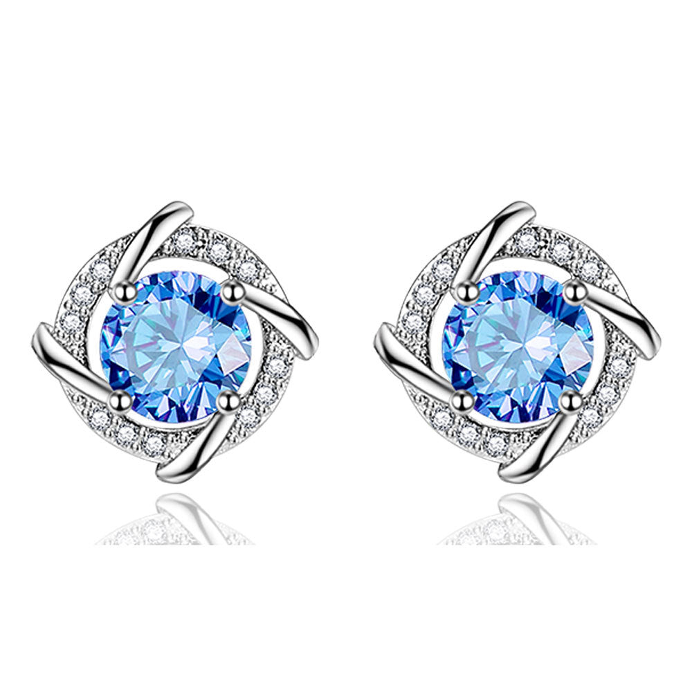 Pendant Necklace Ear Stud Bracelet Suit Women's Diamond Windmill