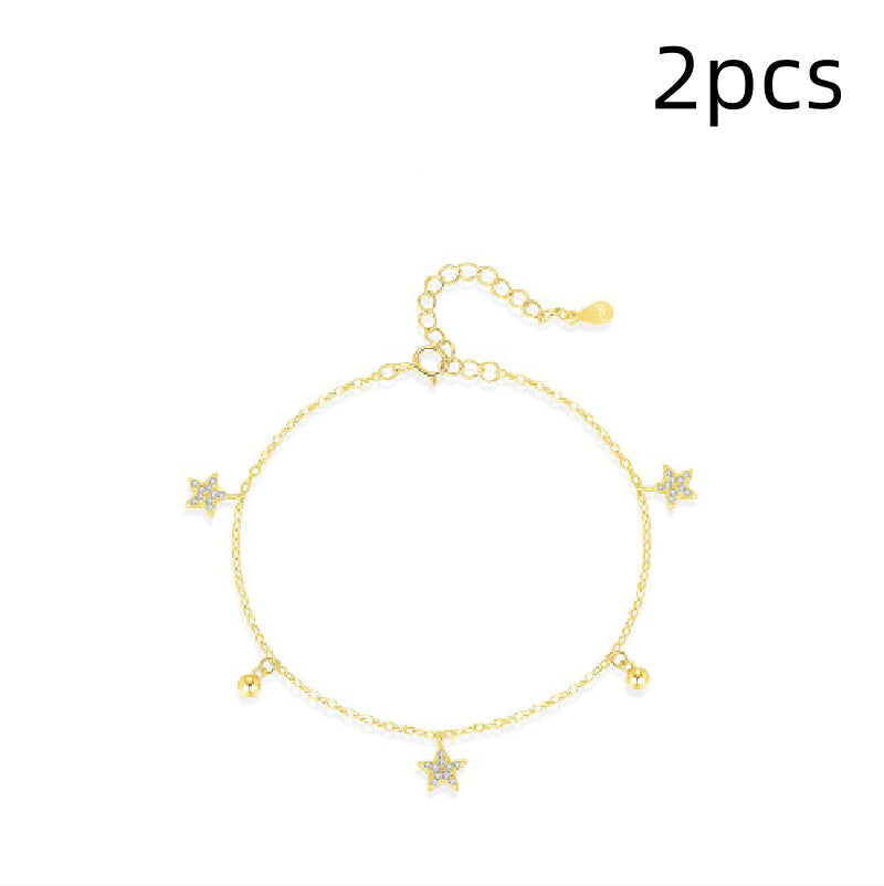 Chic Style Diamond Embedded Star Ball Pendant Bracelet