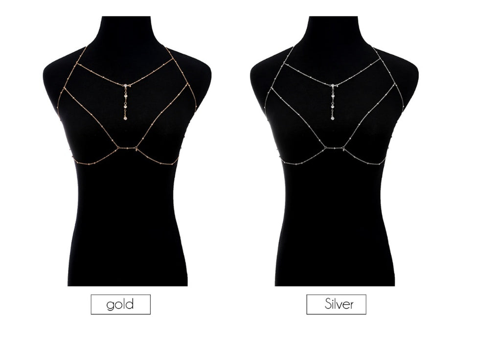 Europa und Amerika Sexy übertriebene Strand lässige Körperkleidung Kette Accessoires Diamant Anhänger Quaste Halskette Brustkette