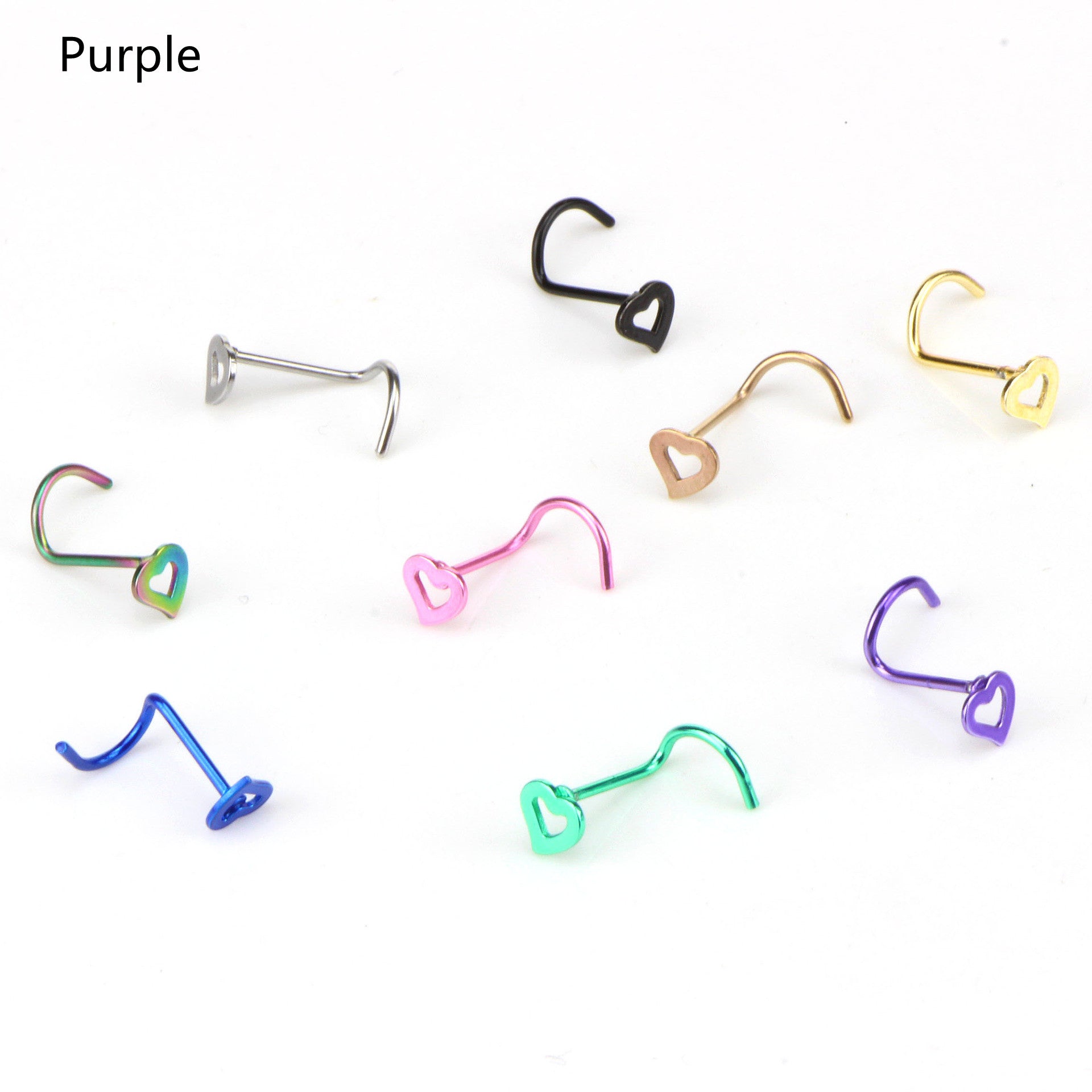 Pendientes de nariz de acero inoxidable curvados en forma de corazón