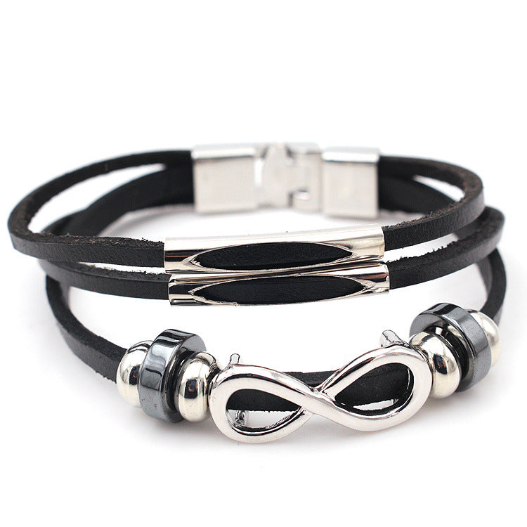 Lederarmband für Herren mit Achter-Motiv