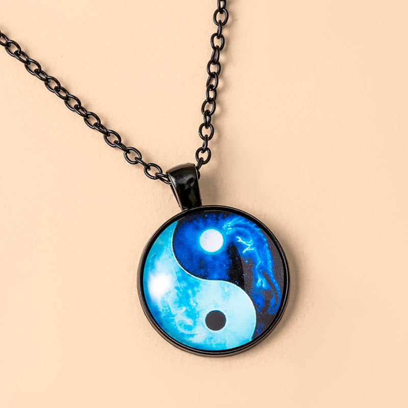 Tai Chi Yin Yang Drachen-Glas-Halsketten für Herren