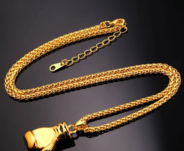 Neue Mode Boxhandschuh Halskette Trendige Vergoldete Edelstahl Boxen Coole Anhänger Für Männer Jungen Schmuck