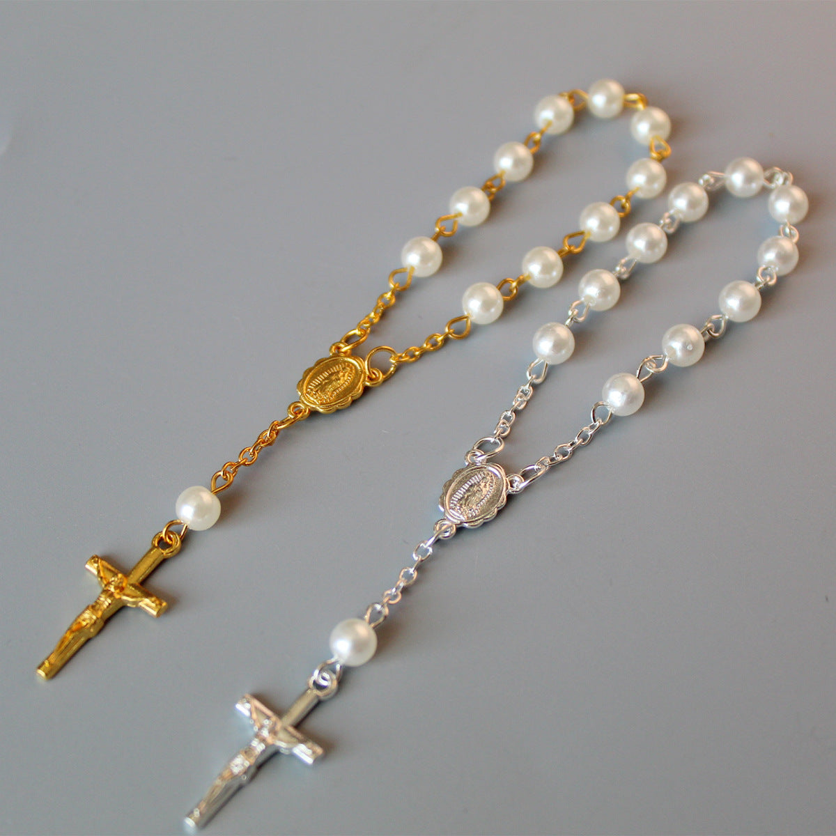 Cuentas Perlas Cruz Luna Llena Pulsera de Bendición Joyería de Moda