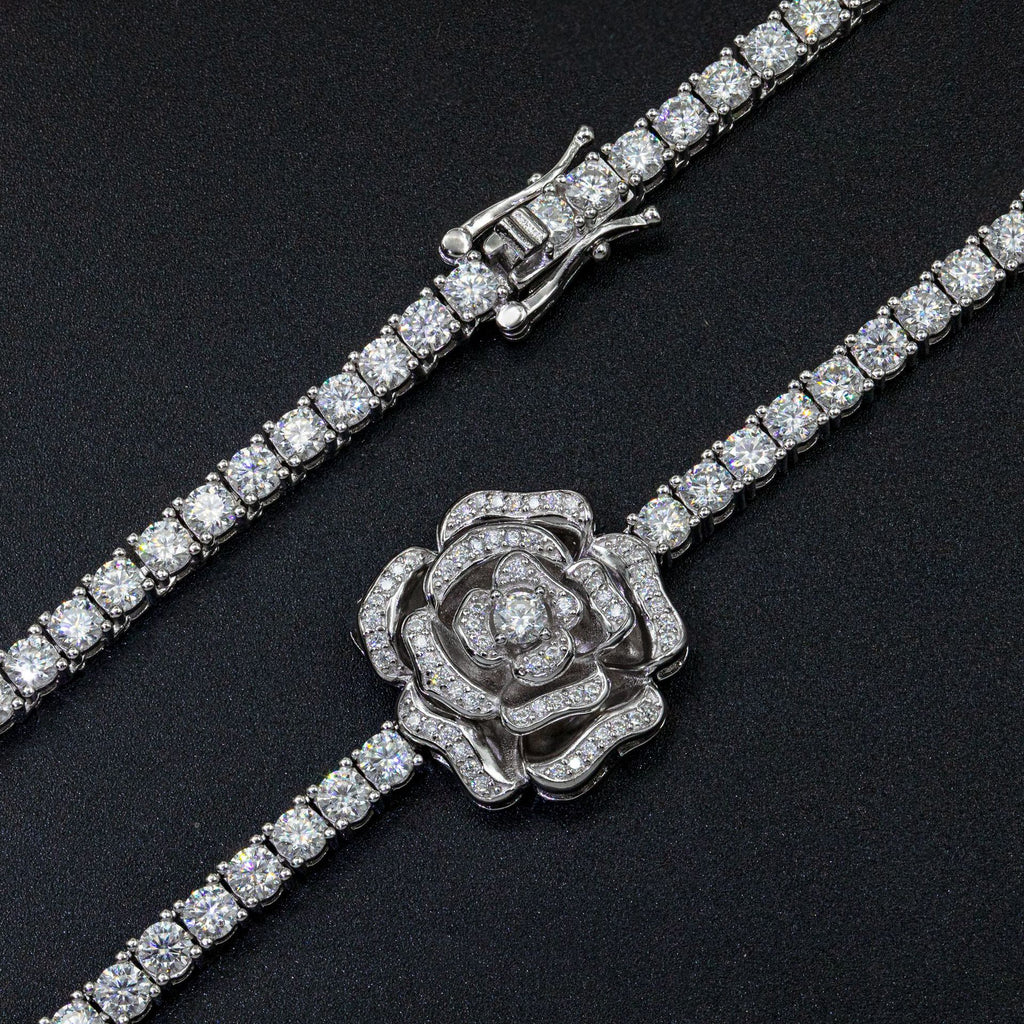 925 Silver Set Moissani Hip-hop Personalized Rose Necklace