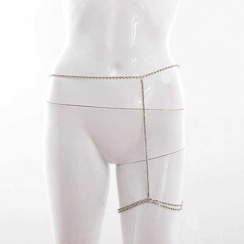 Cadena corporal para discoteca, para mujer, de diamantes, para cintura y pierna