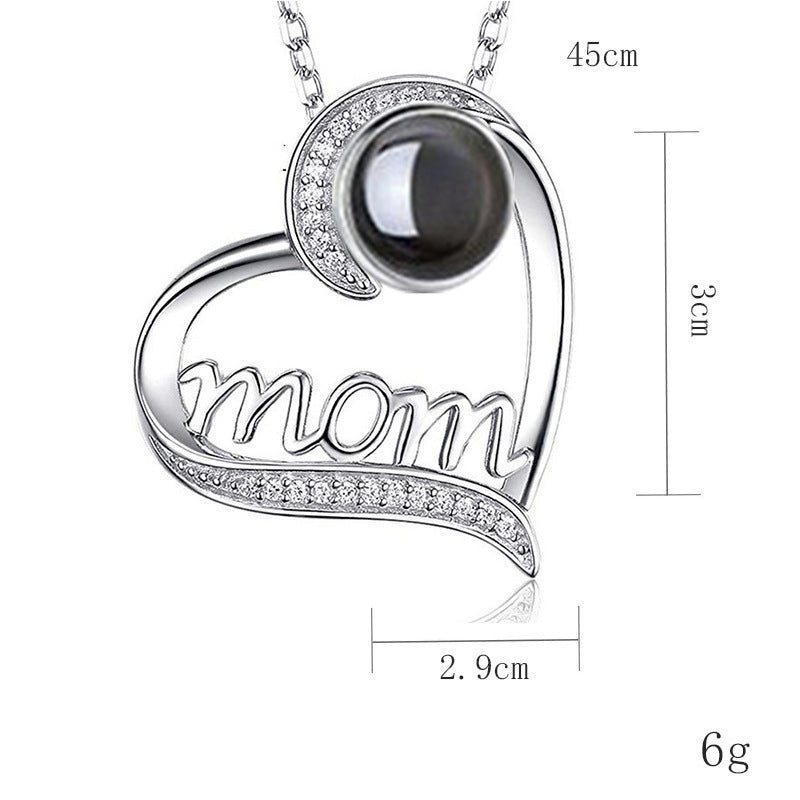MOM Herzförmige Projektion Individuelle Foto-Halskette Geburtstagsgeschenk für Mutter Accessoires