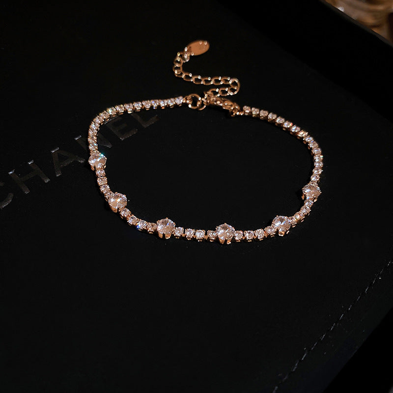 Joyería de moda, pulsera geométrica cuadrada de circonia, pulsera elegante de corazón, moda coreana, lujo ligero para celebridades de internet