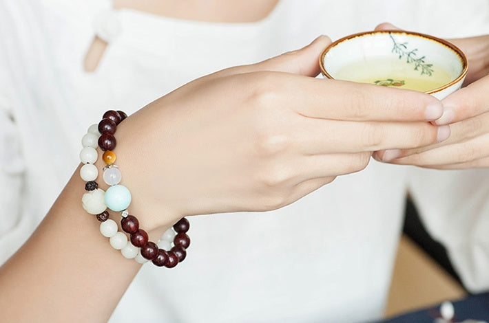 Natürliche weiße Jade Bodhi Armbänder Perlen Armbänder Damen schlichte Bodhi Armbänder Transfer Perlen