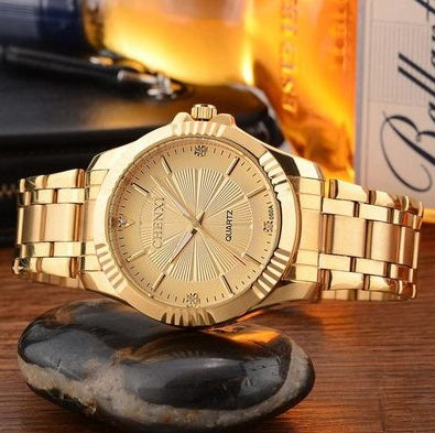 Relojes de vestir de lujo para hombre de oro de acero inoxidable