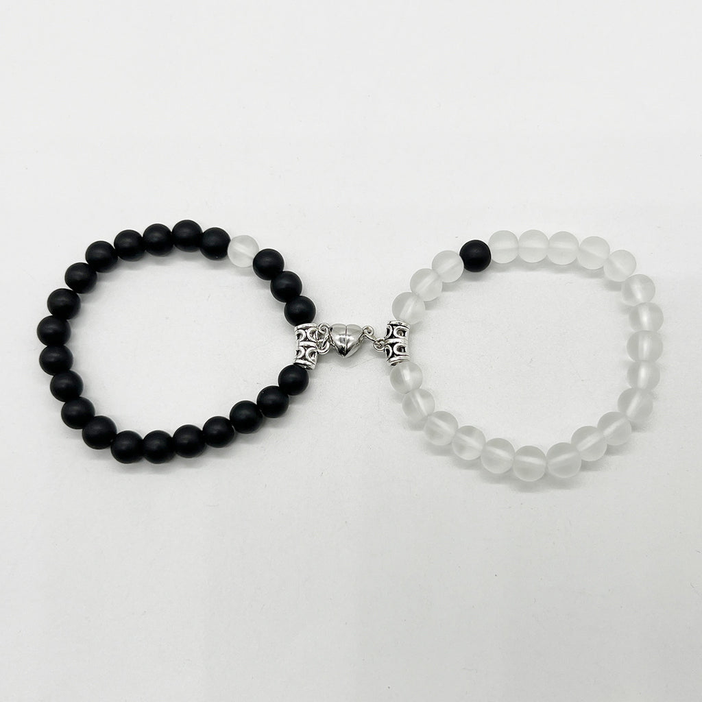 Magnetische Induktion Weiß Türkis Paar Armband
