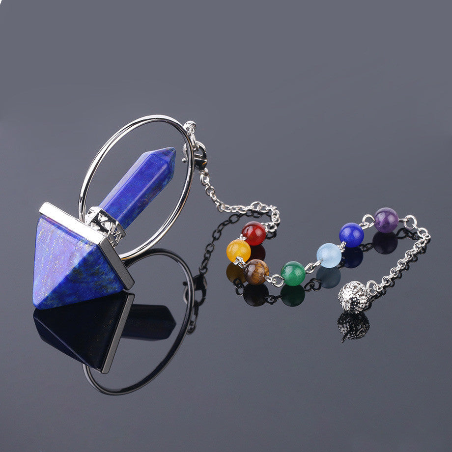 Péndulo de Obsidiana para Meditación con Cadena de Siete Chakras