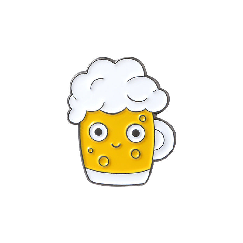 Broche de metal con diseño de leche, pizza, café, comida y juguetes, muy solicitado
