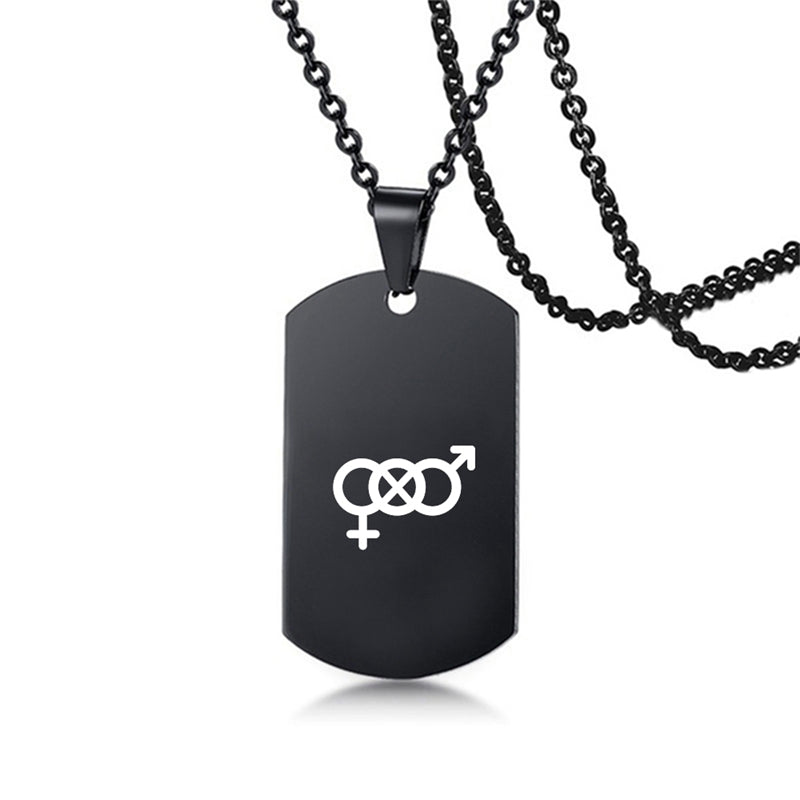 Edelstahl LGBT ID Halskette Schmuck Gravieren Gay Lesbian Transgender Symbol Hundemarken Halsketten für Männer Frauen