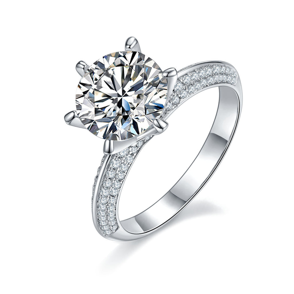 Anillo de moissanita con baño de oro blanco y plata S925 para mujer