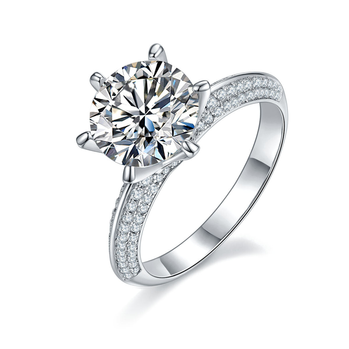 Anillo de moissanita con baño de oro blanco y plata S925 para mujer