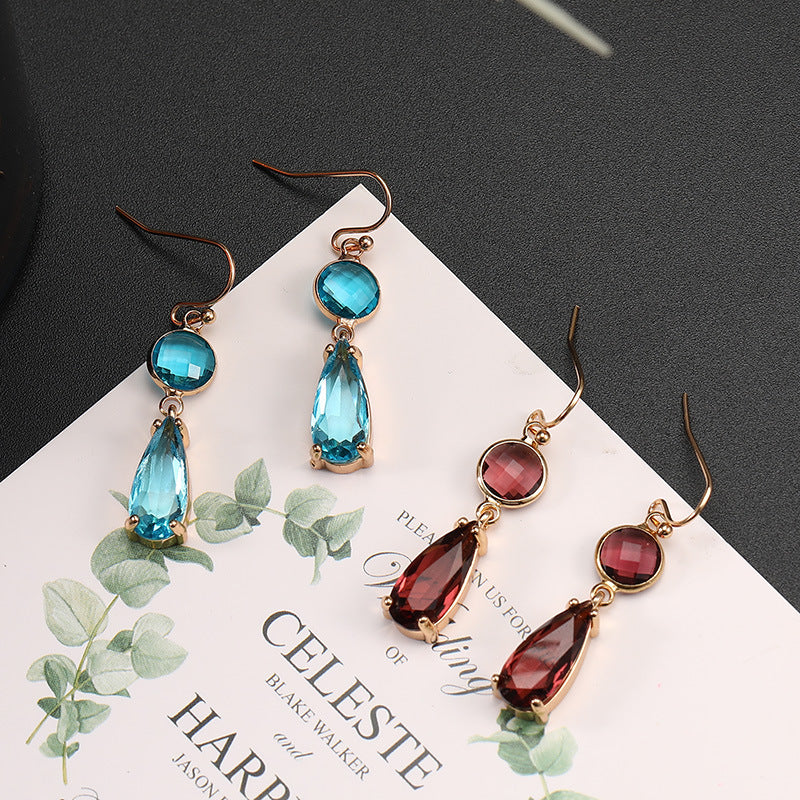 Pendientes de cobre con cristal K9 multicolor de diseño geométrico