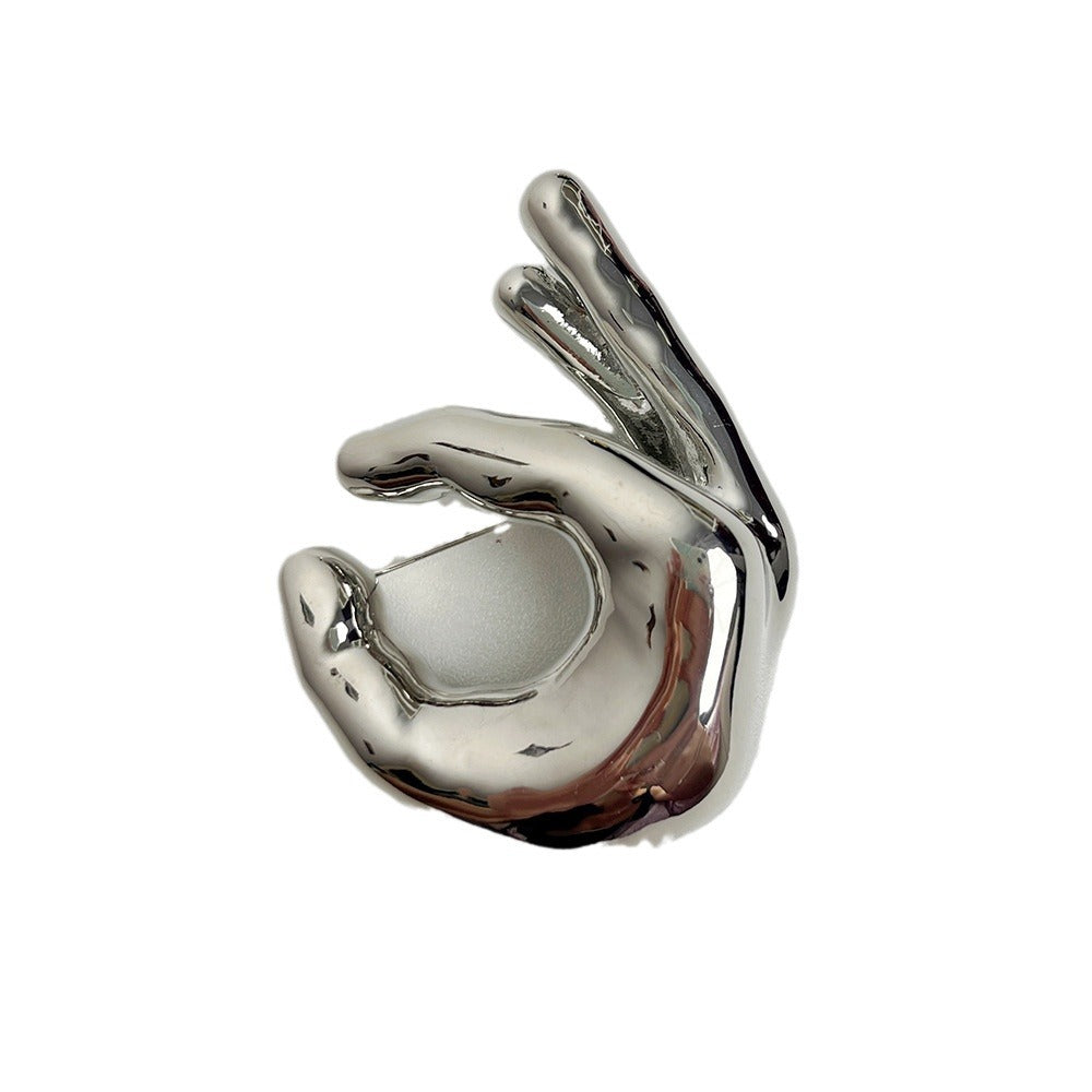 Broche de metal Gesto OK, Pin de moda que combina con todo, Accesorios de ropa